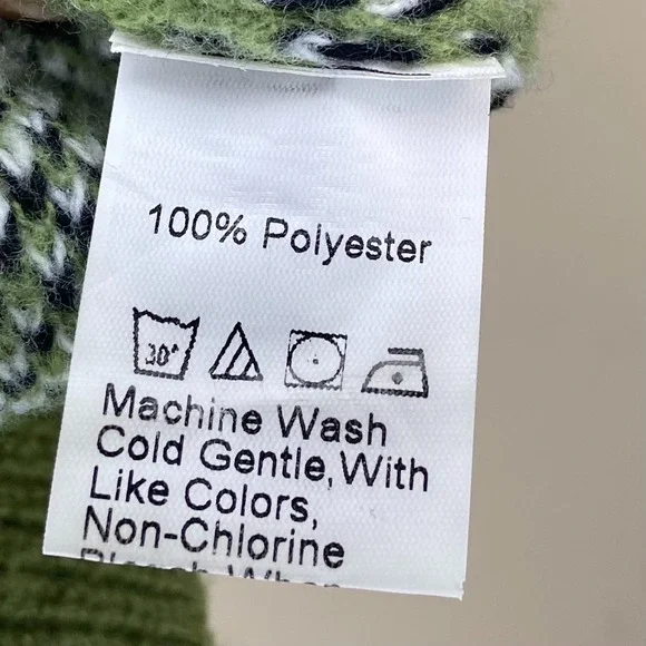 Shein Women's Abstract Graphic Print Sweater Sz L Military Green Casual Cute - Picture 4 of 7